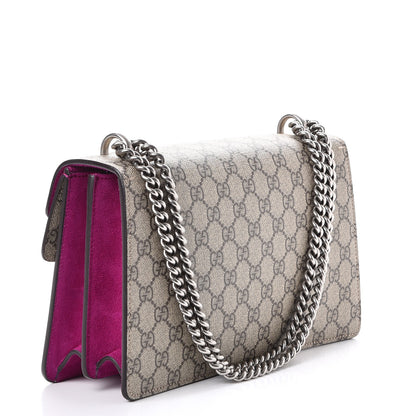 Gucci GG Supreme Monogram Suede Crystal Small Dionysus Shoulder Bag Beige Ebony Bright Purple 4 of 11