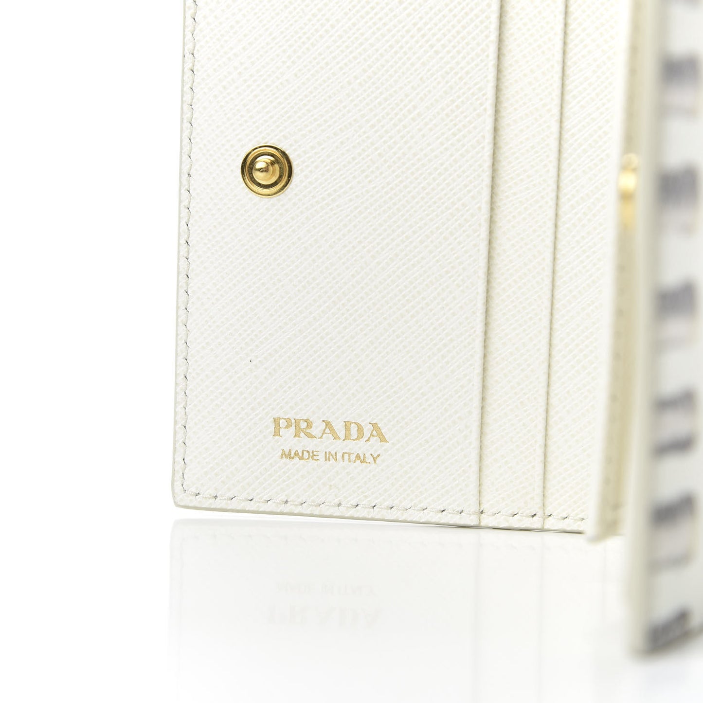 Saffiano Print Lipstick Print Bi-Fold Wallet White Dis