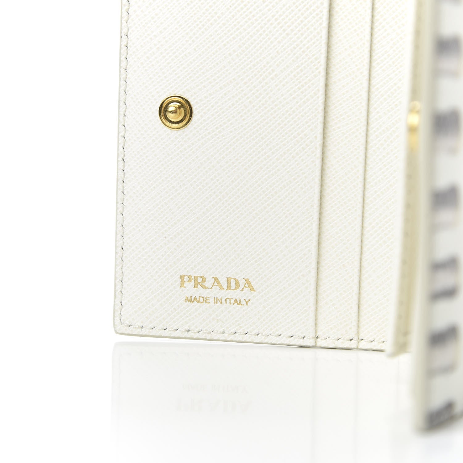 Prada Saffiano Print Lipstick Print Bi-Fold Wallet White Dis 6 of 7
