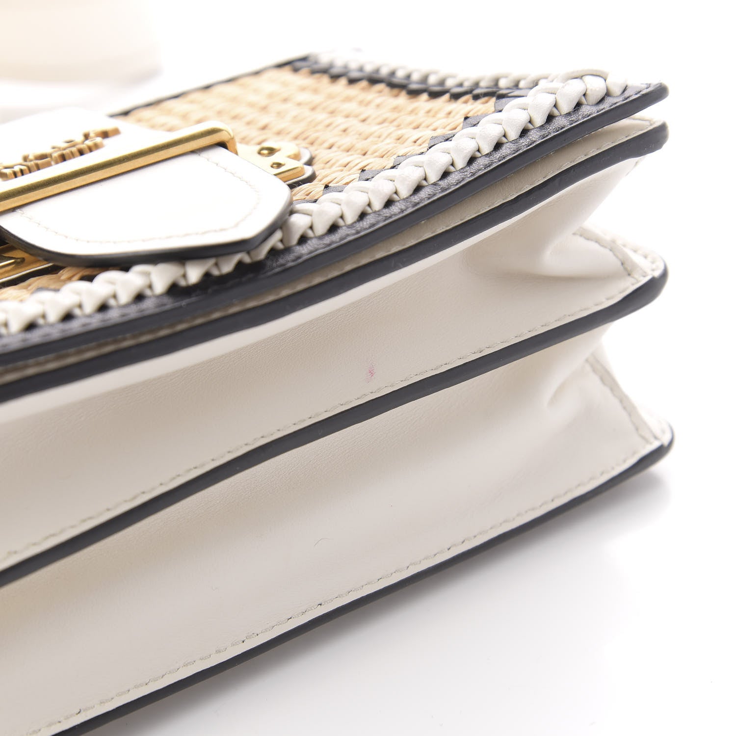 Prada City Calf Raffia Saffiano Cahier Bag Naturale White 12 of 14