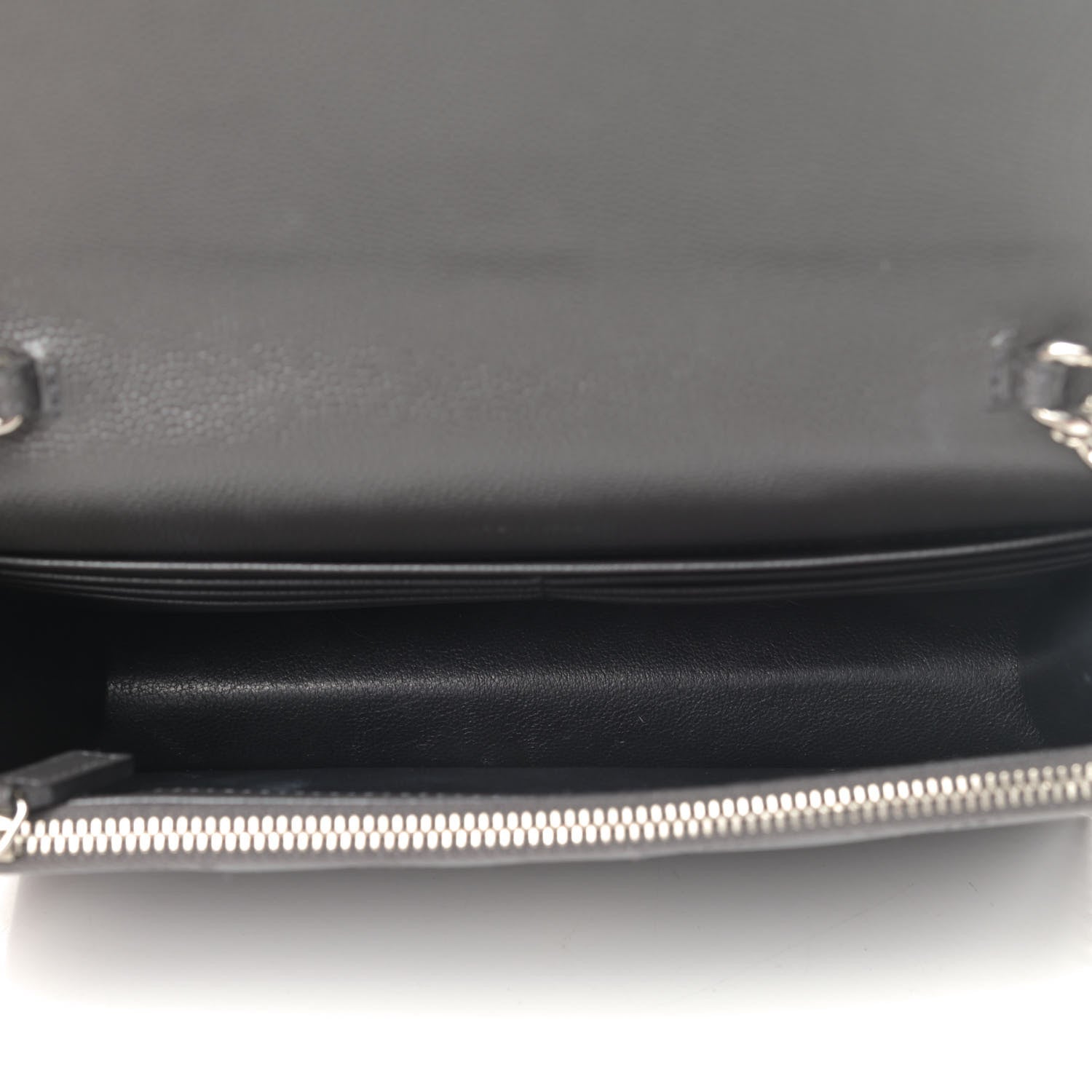 Saint Laurent Grain De Poudre Matelasse Chevron Monogram Envelope Chain Wallet Coal 4 of 4
