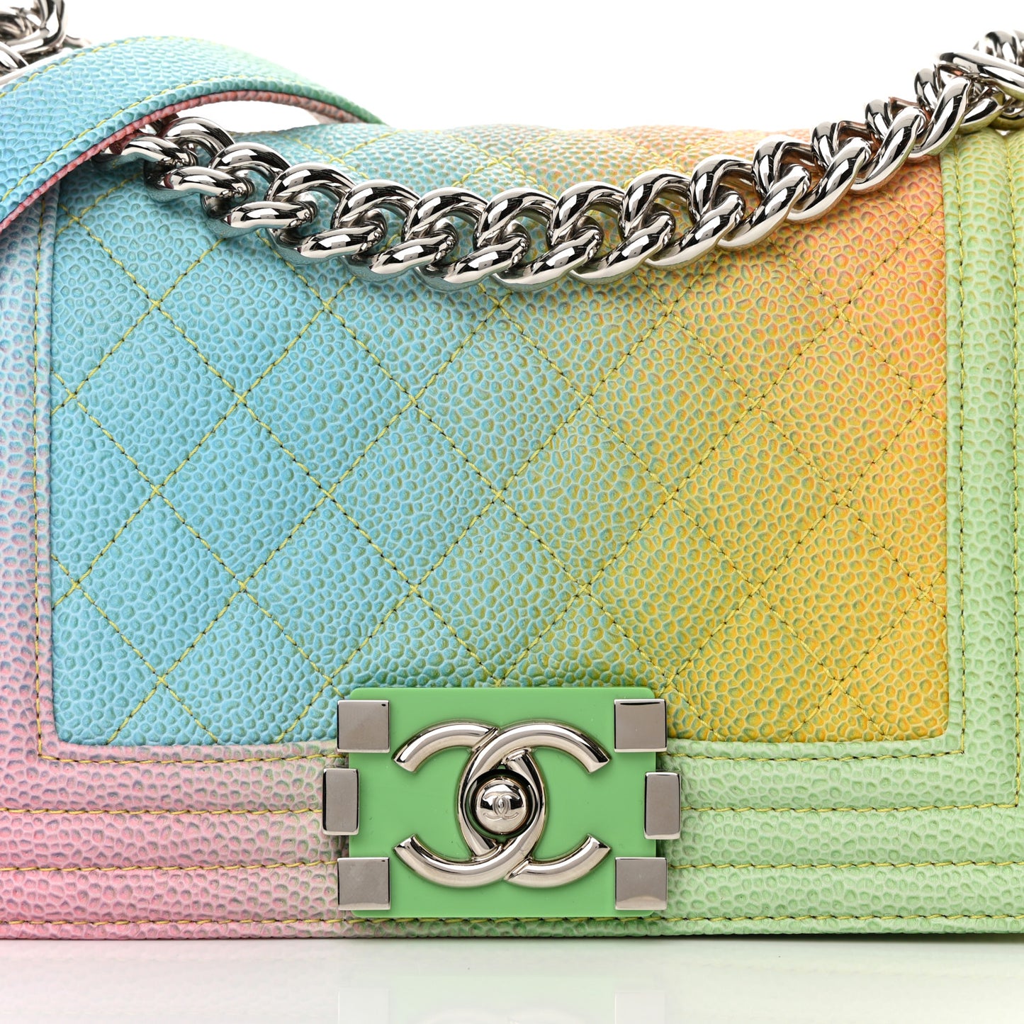 Caviar Quilted Small Cuba Rainbow Boy Flap Multicolor