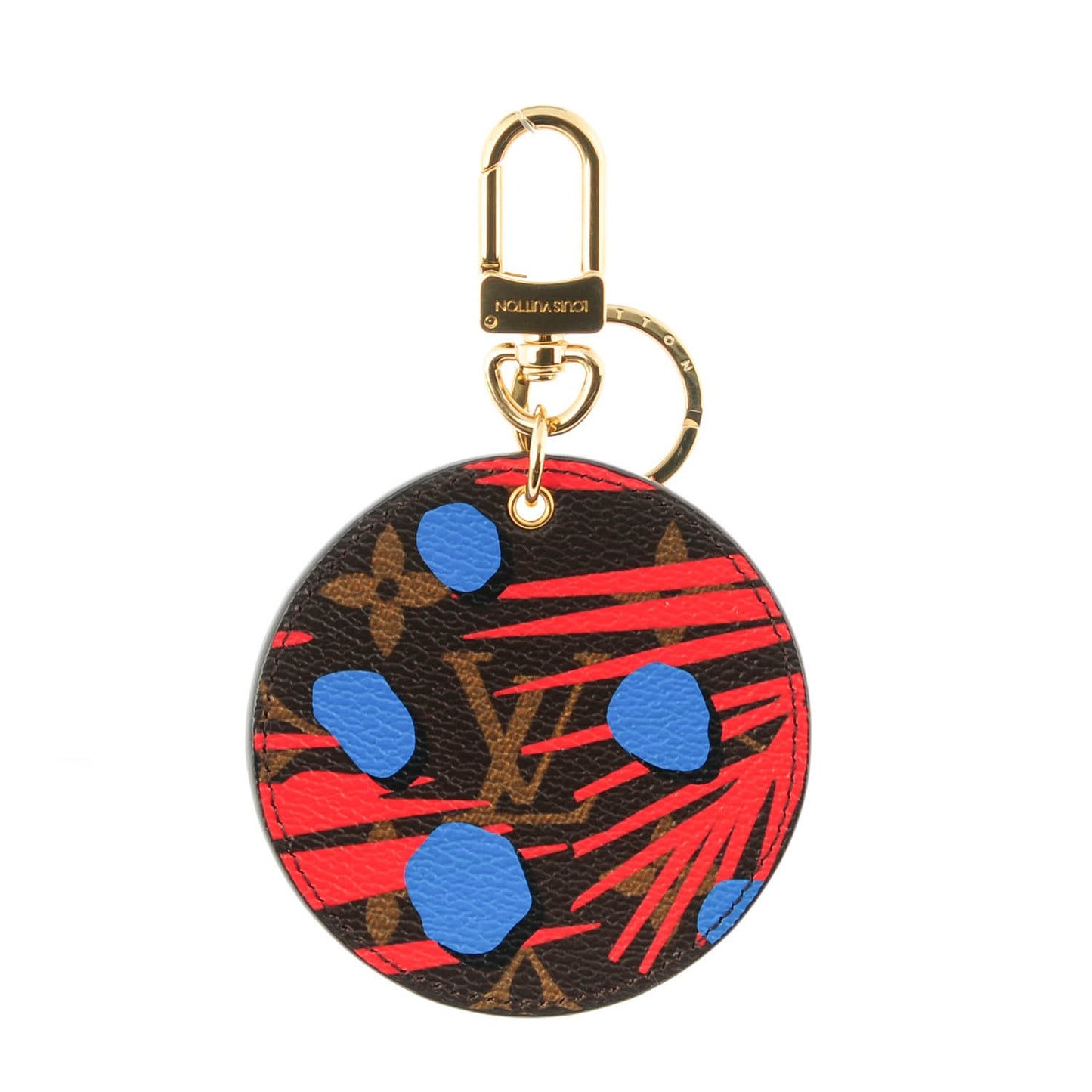 Monogram Jungle Dots Bag Charm Key Holder Coquelicot Denim