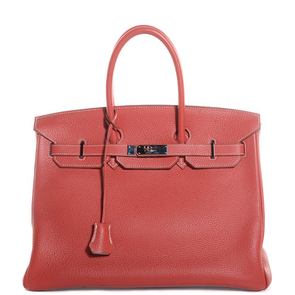 Hermes Taurillon Clemence Eclat Birkin 35 Sanguine Blanc 1 of 21