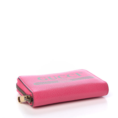 Gucci Grained Calfskin Logo Zip Around Card Case Box Pink Green 4 of 6