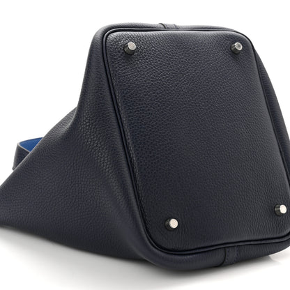 Hermes Taurillon Clemence Swift Eclat Picotin Lock 22 MM Bleu Nuit Bleu Zellige 9 of 11