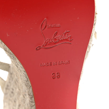 Christian Louboutin Metallic Ribbon Rope Delfin 120 Espadrille Wedges 38 Antic Silver Grezzo 7 of 9