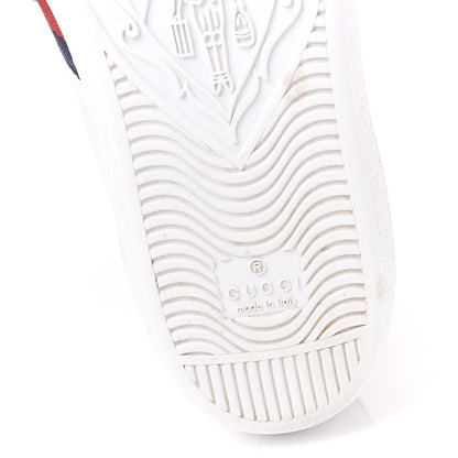 Gucci Calfskin Ayers Web Blind for Love Embroidered Womens Ace Sneakers 37.5 White 7 of 9