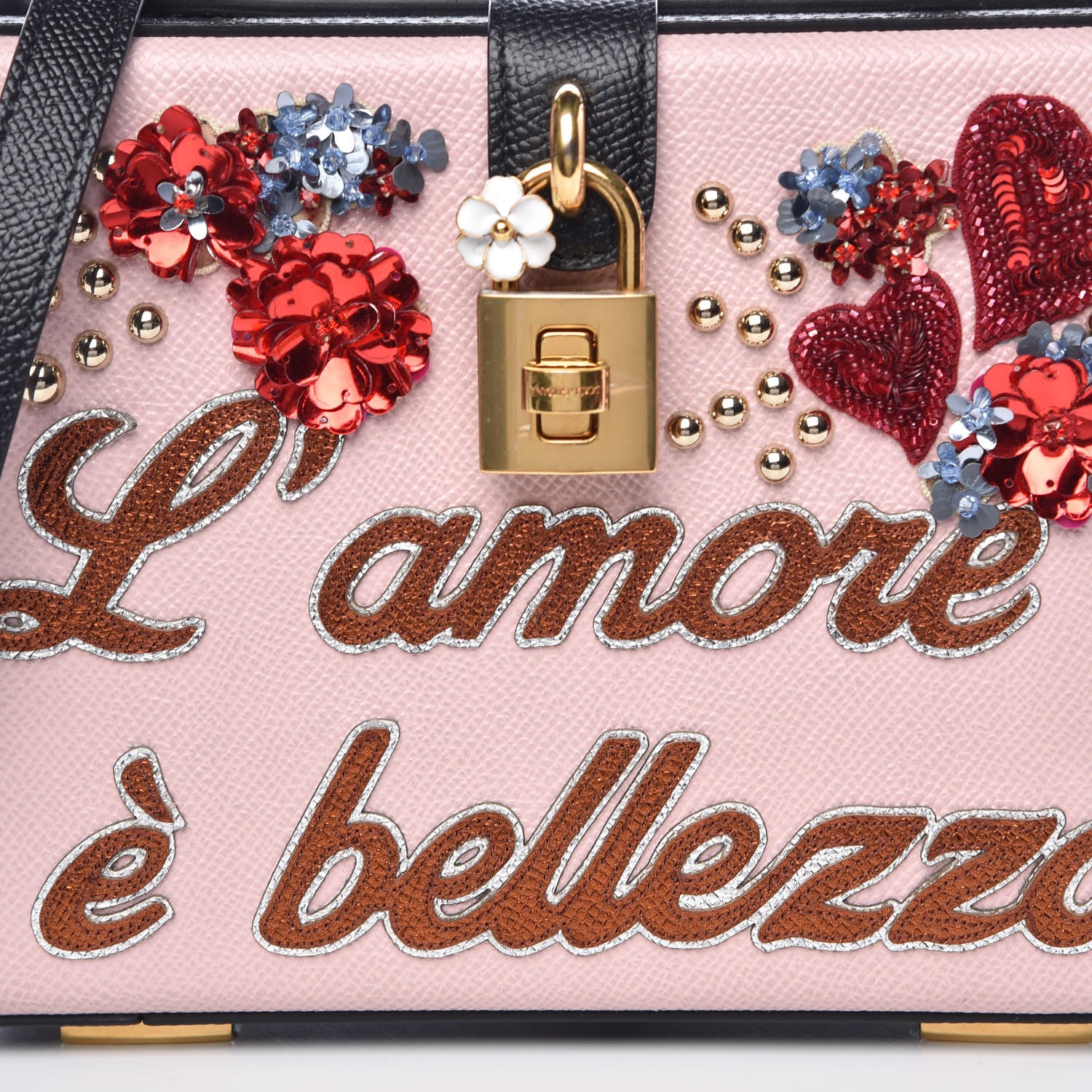 Dolce & Gabbana Dauphine Embellished Box Bag Black Rosa Carne 9 of 9