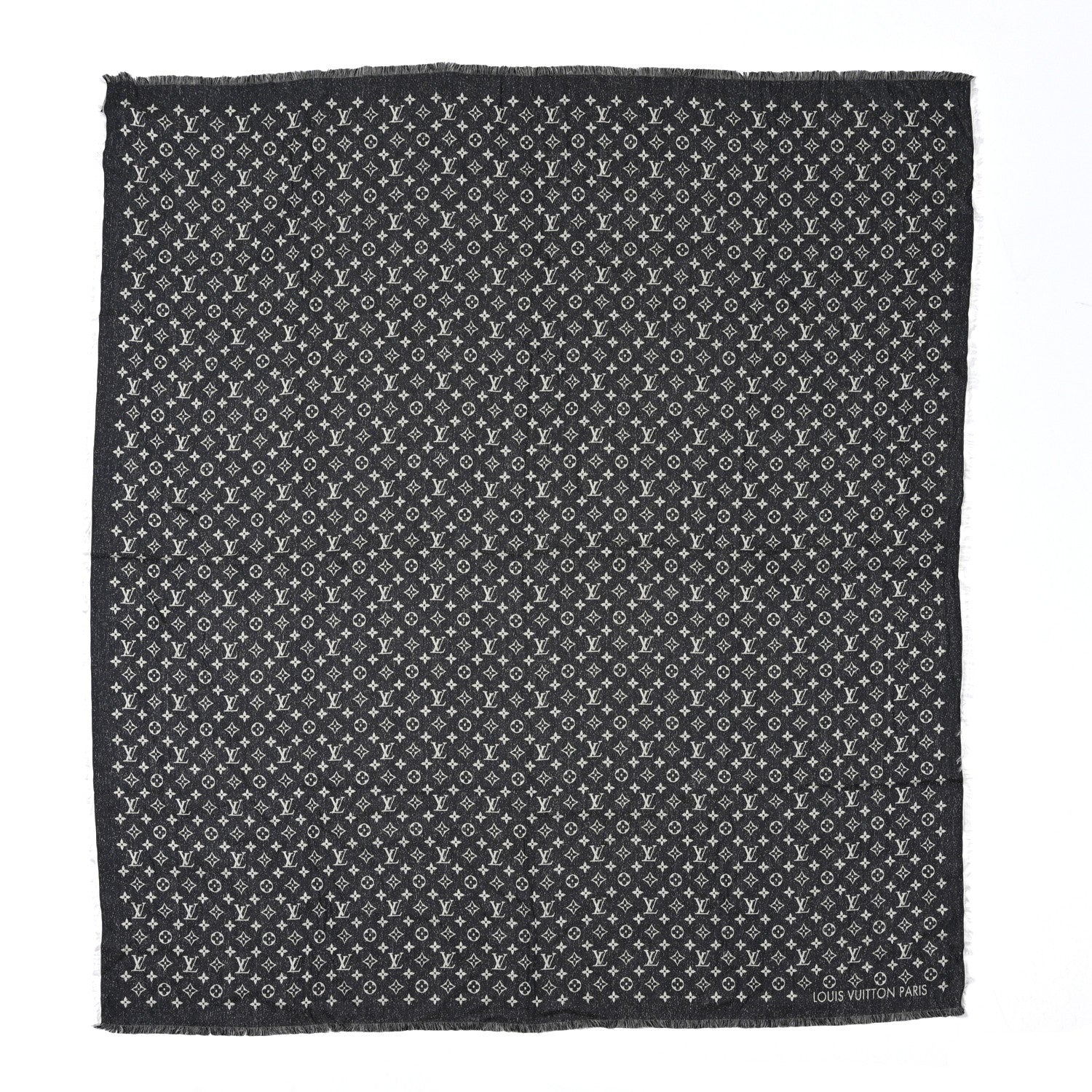 Louis Vuitton Cotton Wool Silk My Daily Denim Shawl Gray 1 of 3