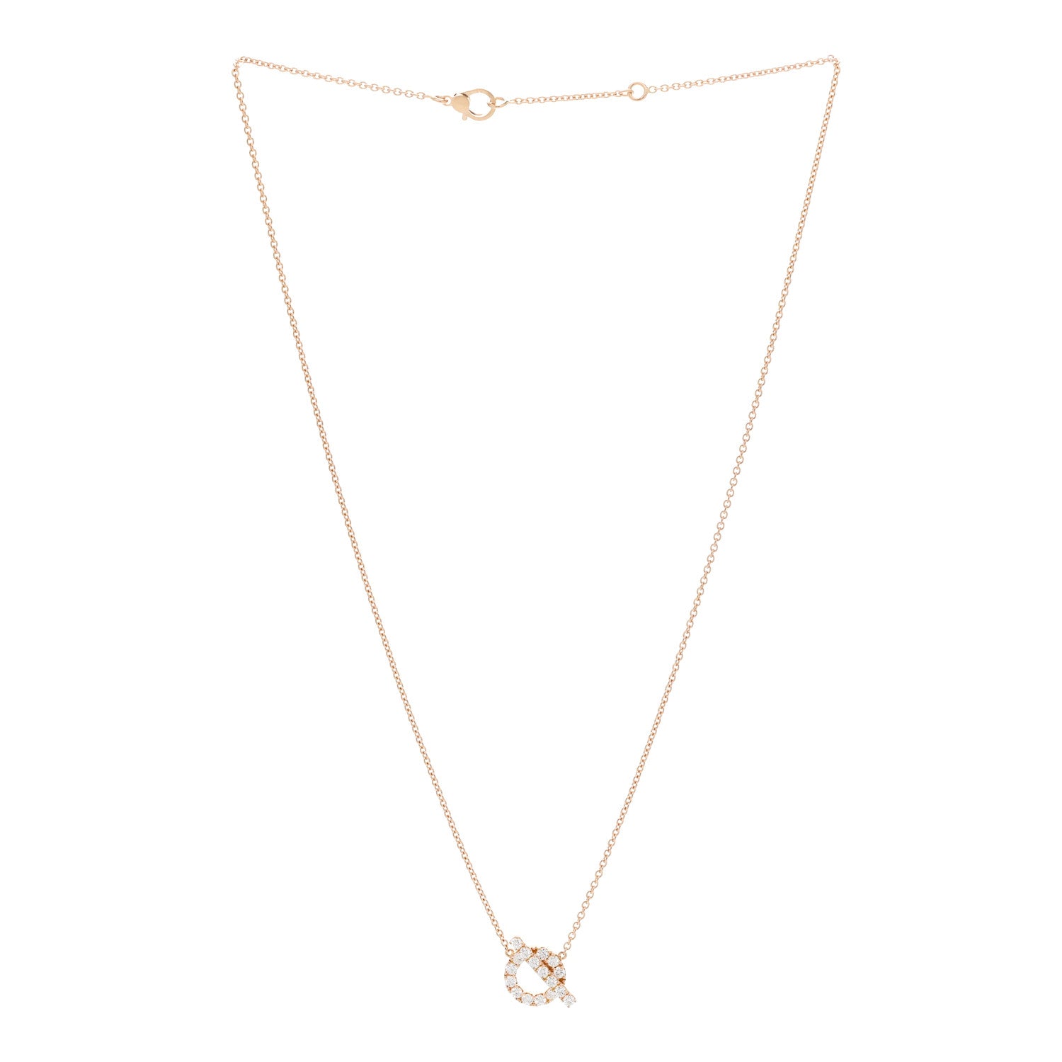 Hermes 18K Rose Gold Diamond Finesse Pendant Necklace 3 of 6
