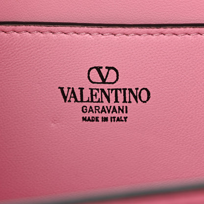 Valentino Garavani Metallic Crackle Effect Calfskin Rockstud Flip Lock Shoulder Bag Rose Cannelle 6 of 12