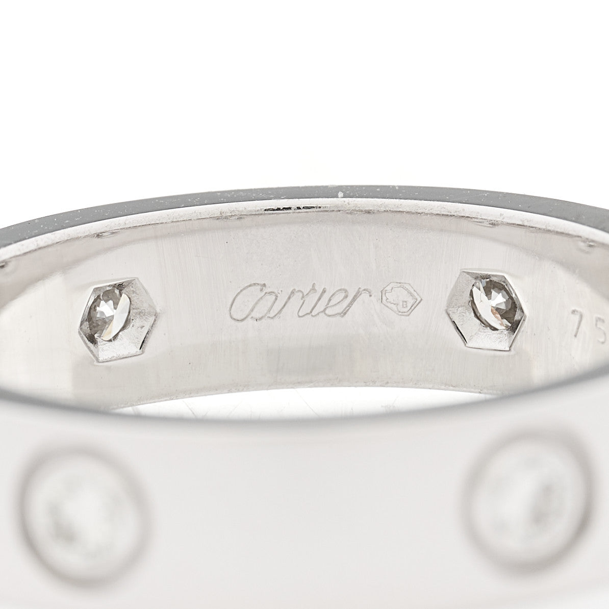18K White Gold 6 Diamond 5.5mm LOVE Ring 61 9.5