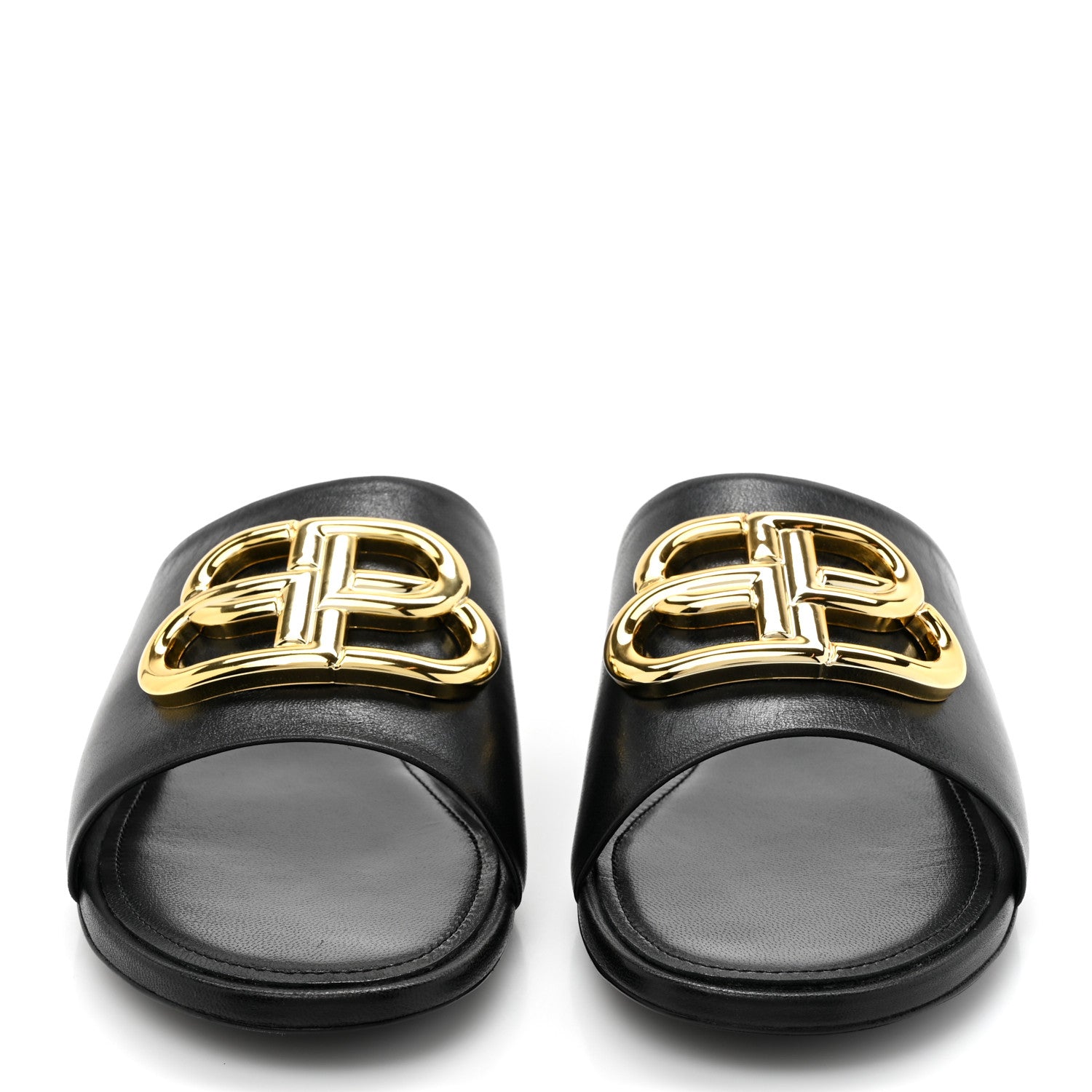 Balenciaga Shiny Sheepskin Oval BB Mule Sandals 36 Black 3 of 9