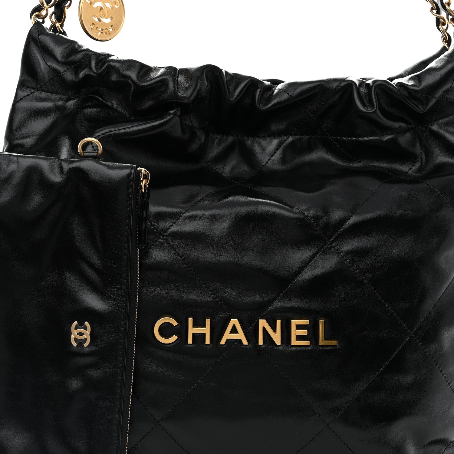 Chanel Shiny Calfskin Quilted Small Chanel 22 Black 9 of 12