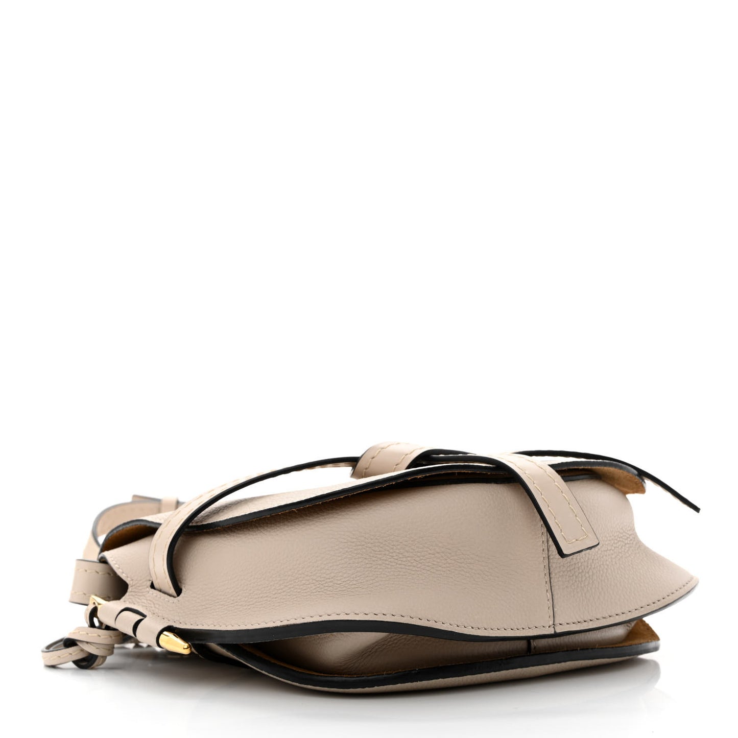 Grained Calfskin Small Gate Crossbody Bag Light Oat