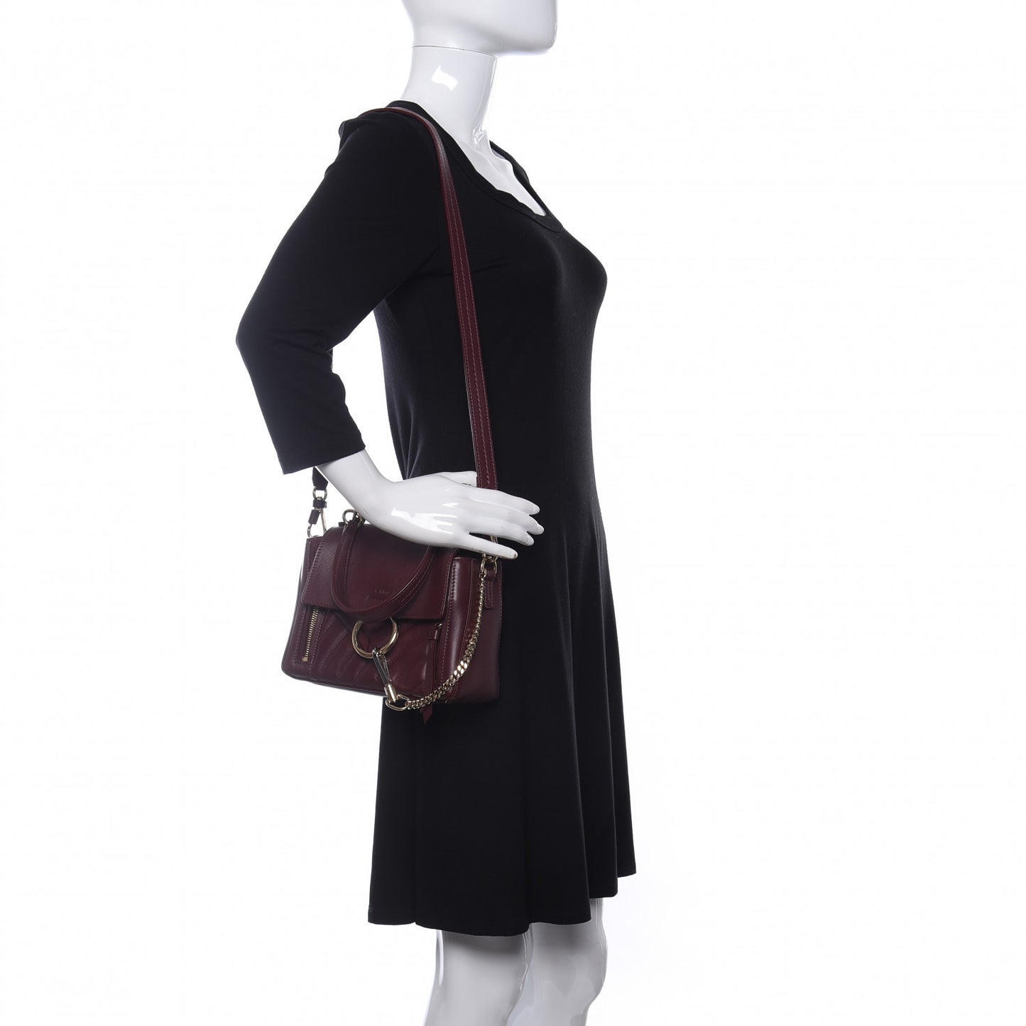 Calfskin Quilted Mini Faye Day Shoulder Bag Burnt Brown