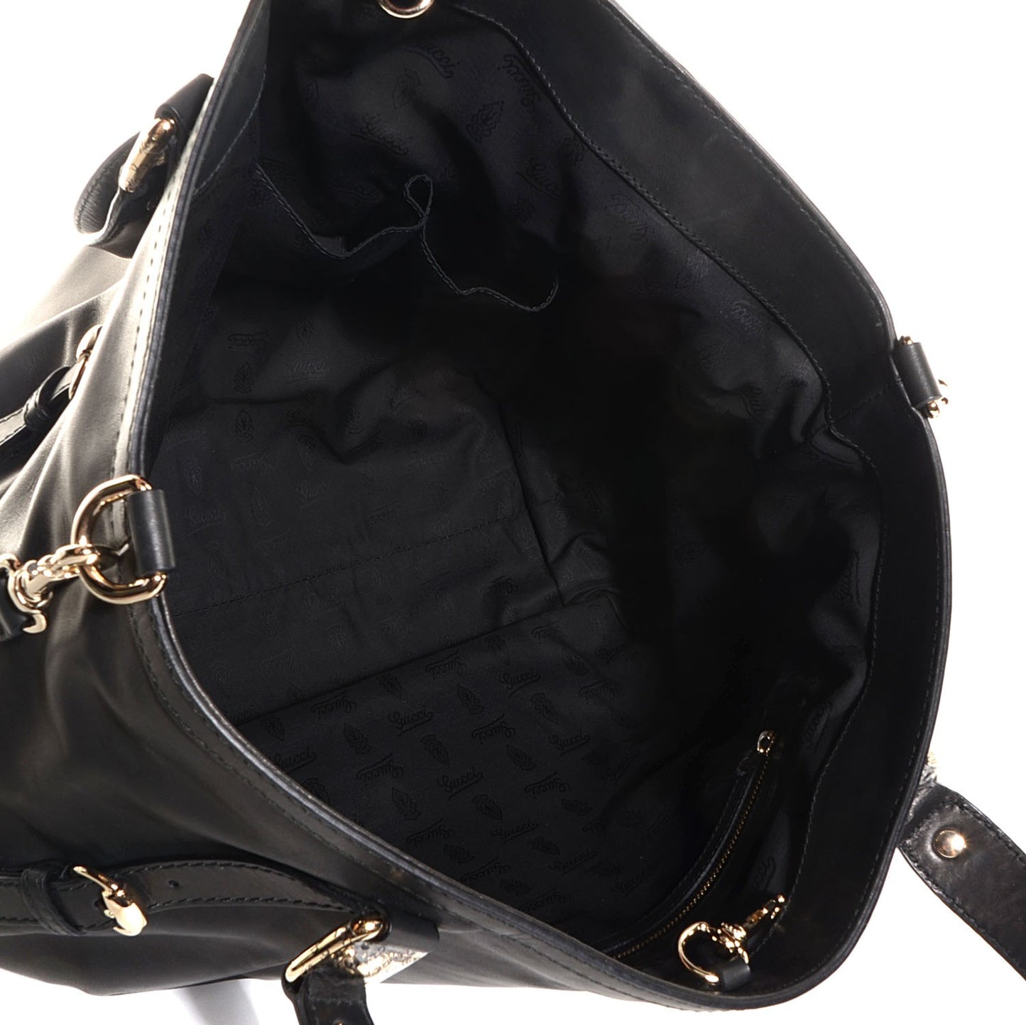 Leather Medium Bridle Tote Black