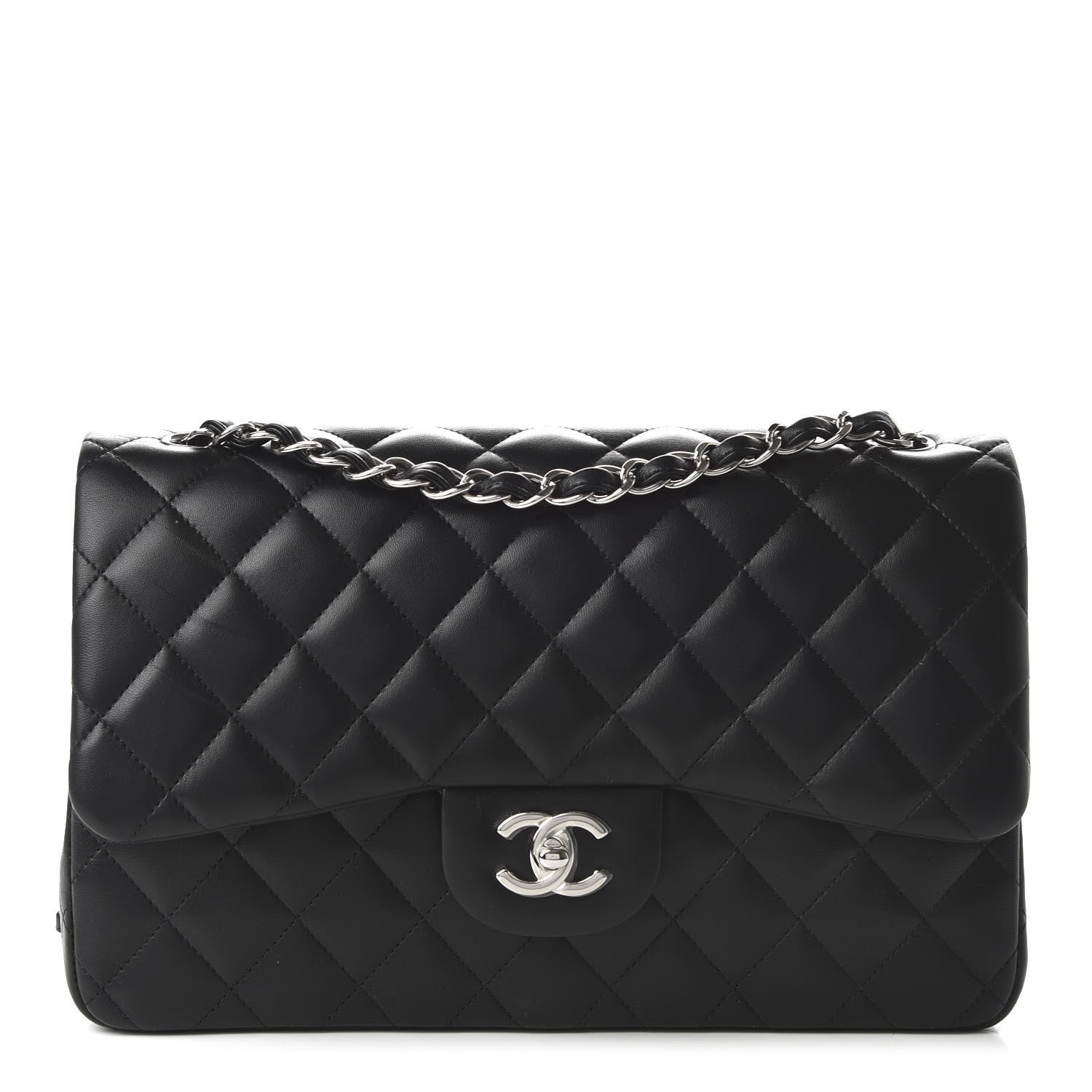 Chanel Lambskin Quilted Jumbo Double Flap Black 1 of 11