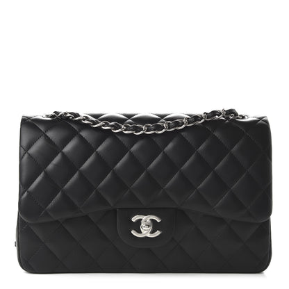 Chanel Lambskin Quilted Jumbo Double Flap Black 1 of 11