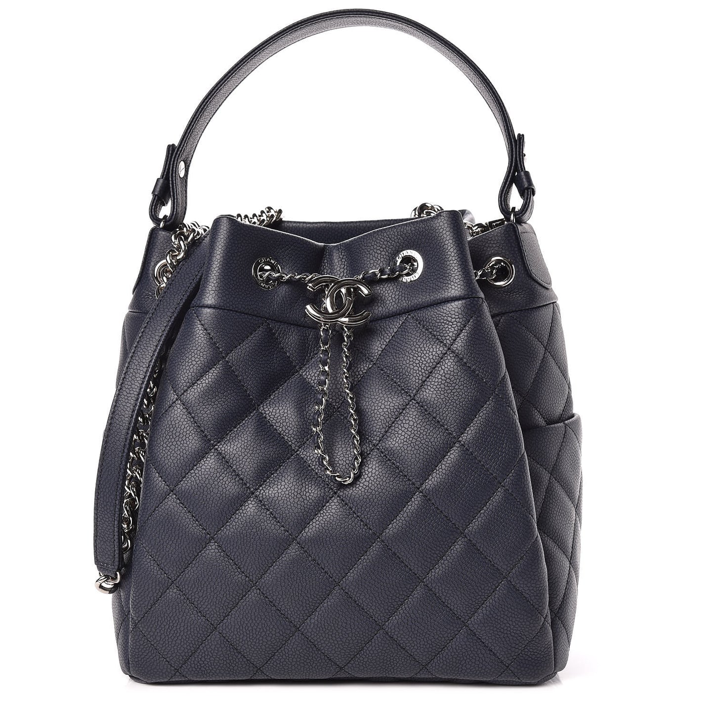Lambskin Camellia Embossed Wallet On Chain WOC Black