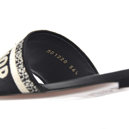 Christian Dior Canvas Embroidered Dway Mules Slide Sandals 36.5 Black 9 of 11
