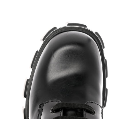 Prada Spazzolato Rois Re-Nylon Metal Triangle Logo Mens Monolith Pouch Pocket 60mm Combat Boots 10 Black 9 of 9