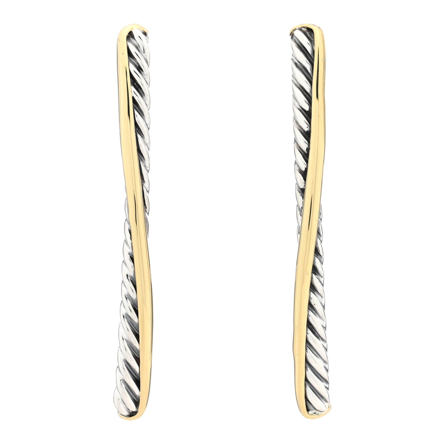 Sterling Silver 18K Yellow Gold  Crossover Line Bar Earrings