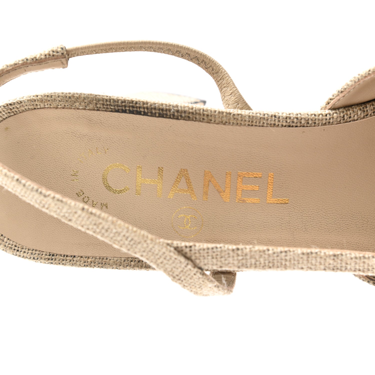 Chanel Fabric Grosgrain Cap Toe CC Slingback Pumps 38.5 Dark Beige Black 7 of 9