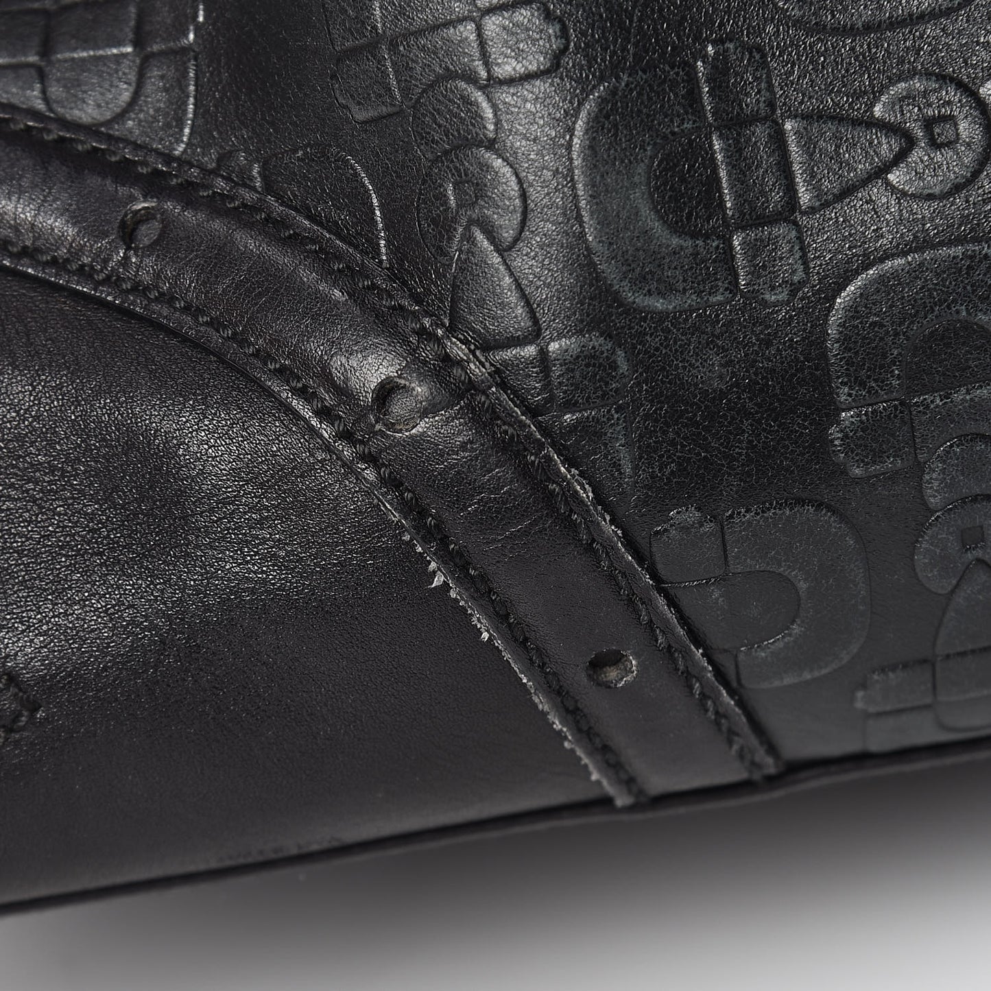 Calfskin Horsebit Embossed Large Glam Shoulder Bag Black