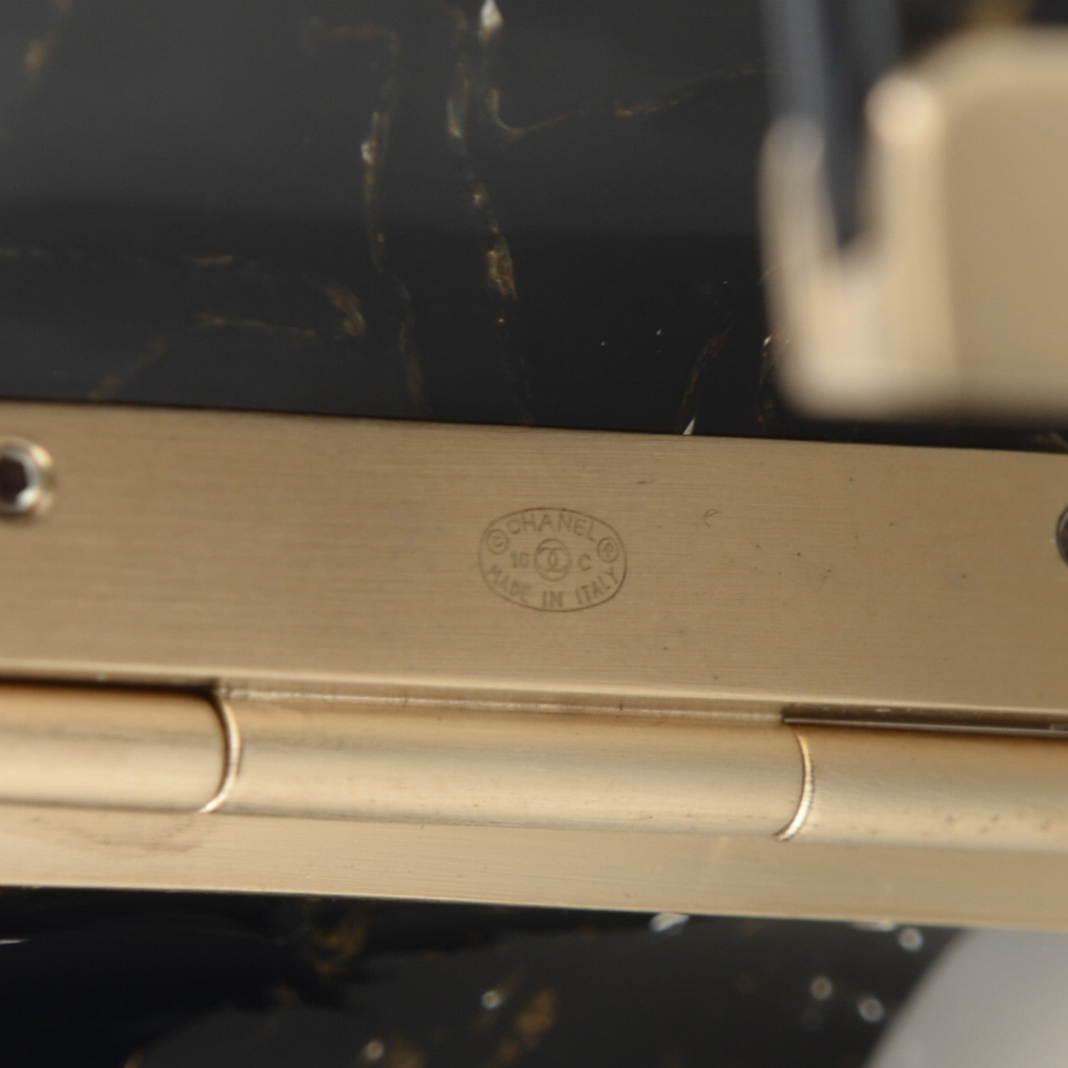 Chanel Resin CC Wide Cuff Black Gold 5 of 6