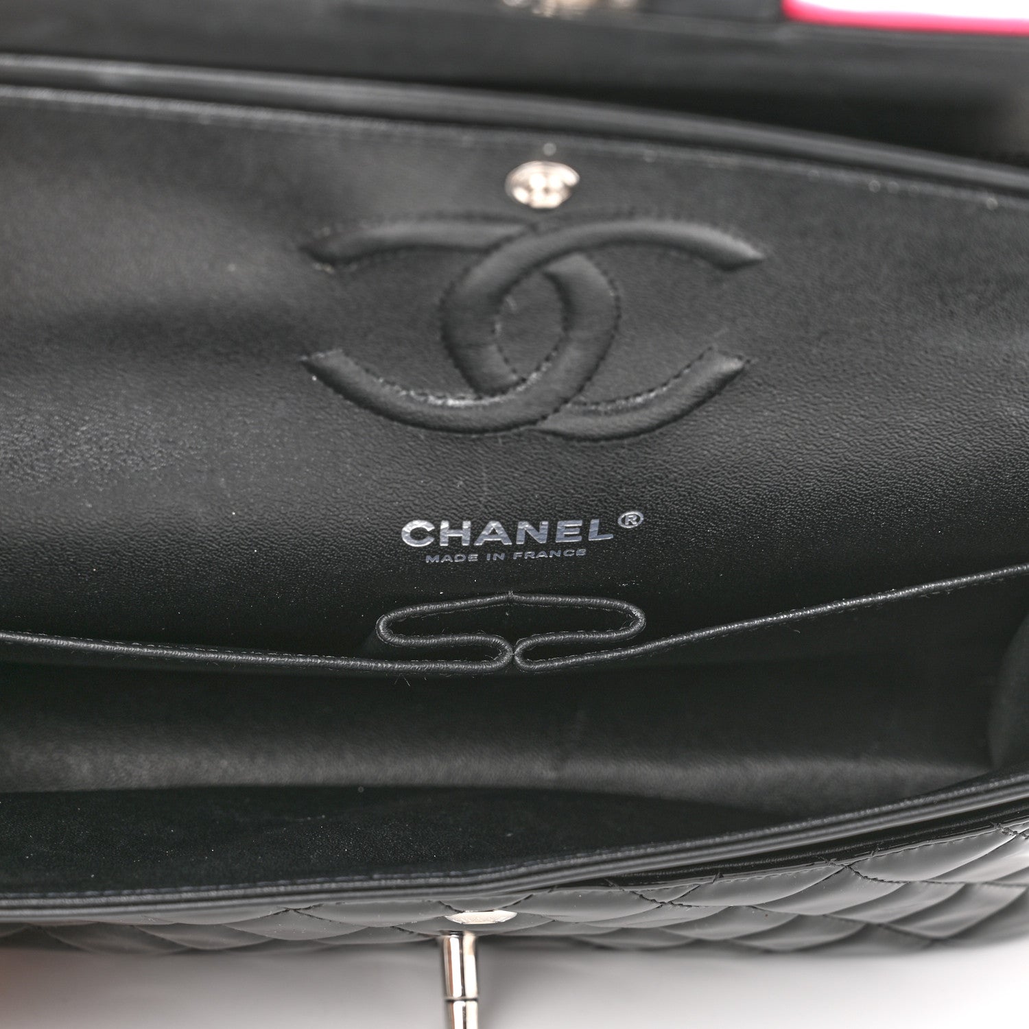Chanel Patent Calfskin Quilted Bi-Color Medium Double Flap Pink Black 5 of 10