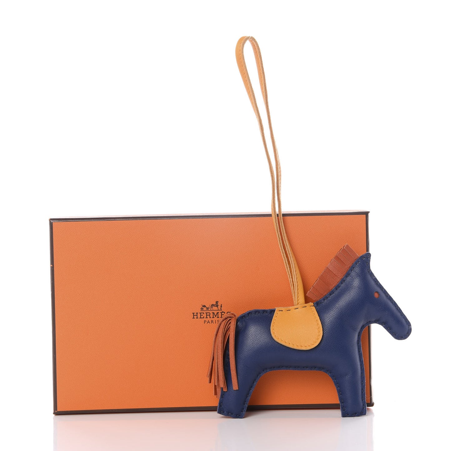Milo Lambskin Grigri Rodeo Horse Bag Charm MM Bleu de Malte Cornaline Jaune D'Or