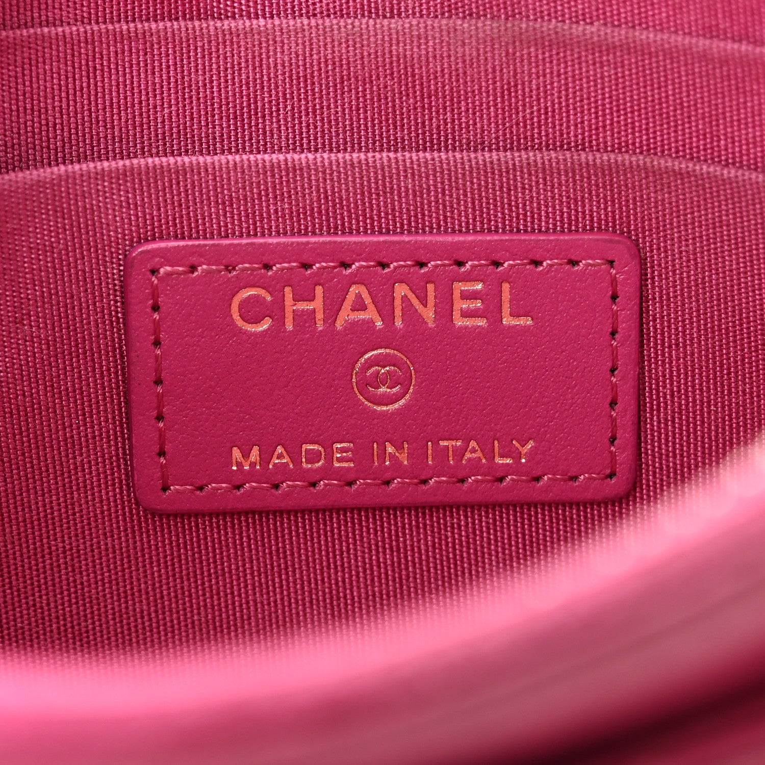 Chanel Lambskin Camellia Embossed Classic Zip Pouch Pink 1889436