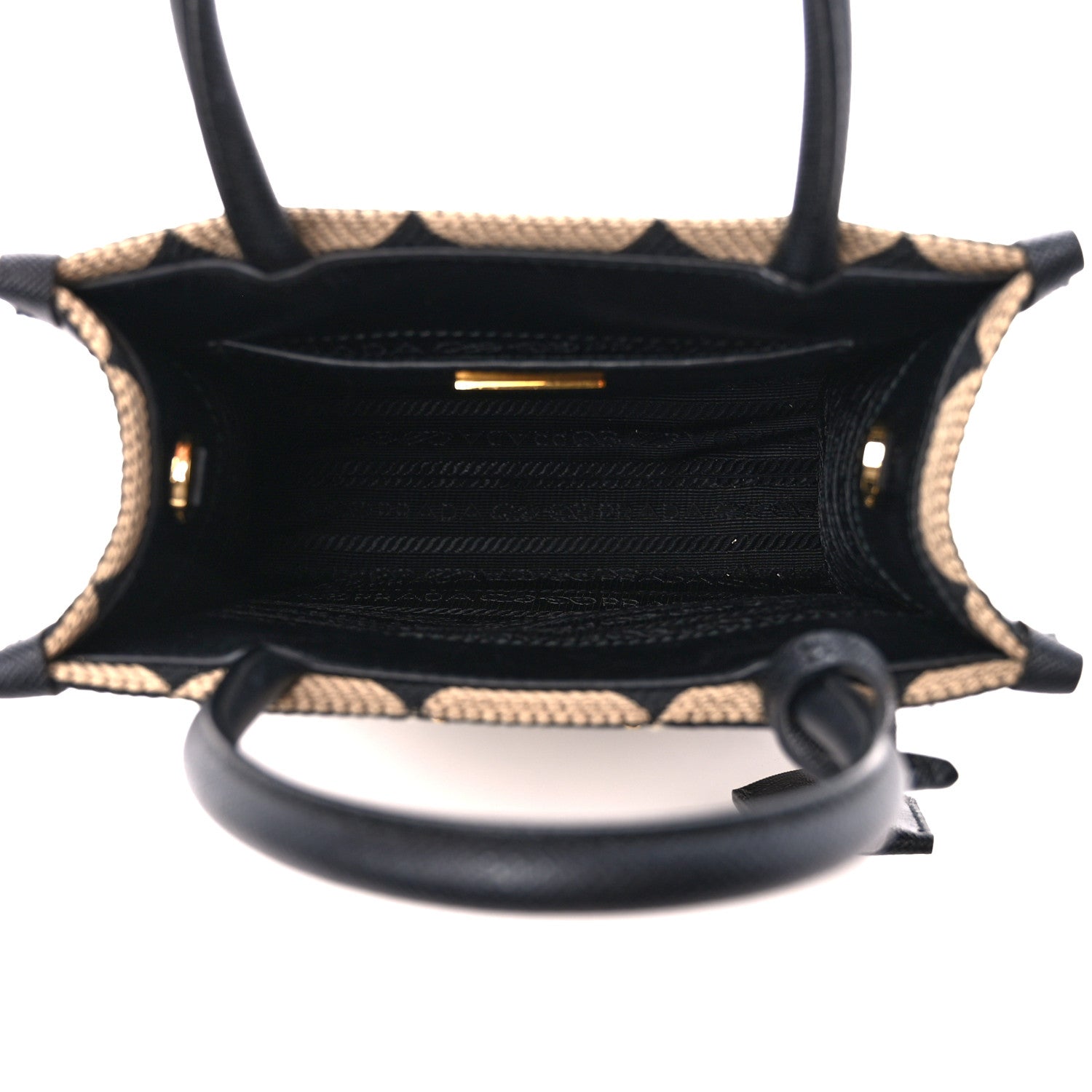 Prada Jacquard Saffiano Triangolo Symbole Embroidered Mini Tote Black Corda 5 of 10