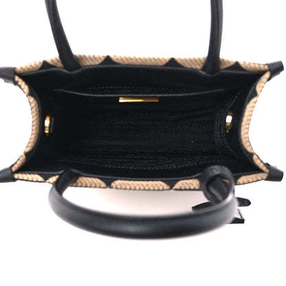Prada Jacquard Saffiano Triangolo Symbole Embroidered Mini Tote Black Corda 5 of 10