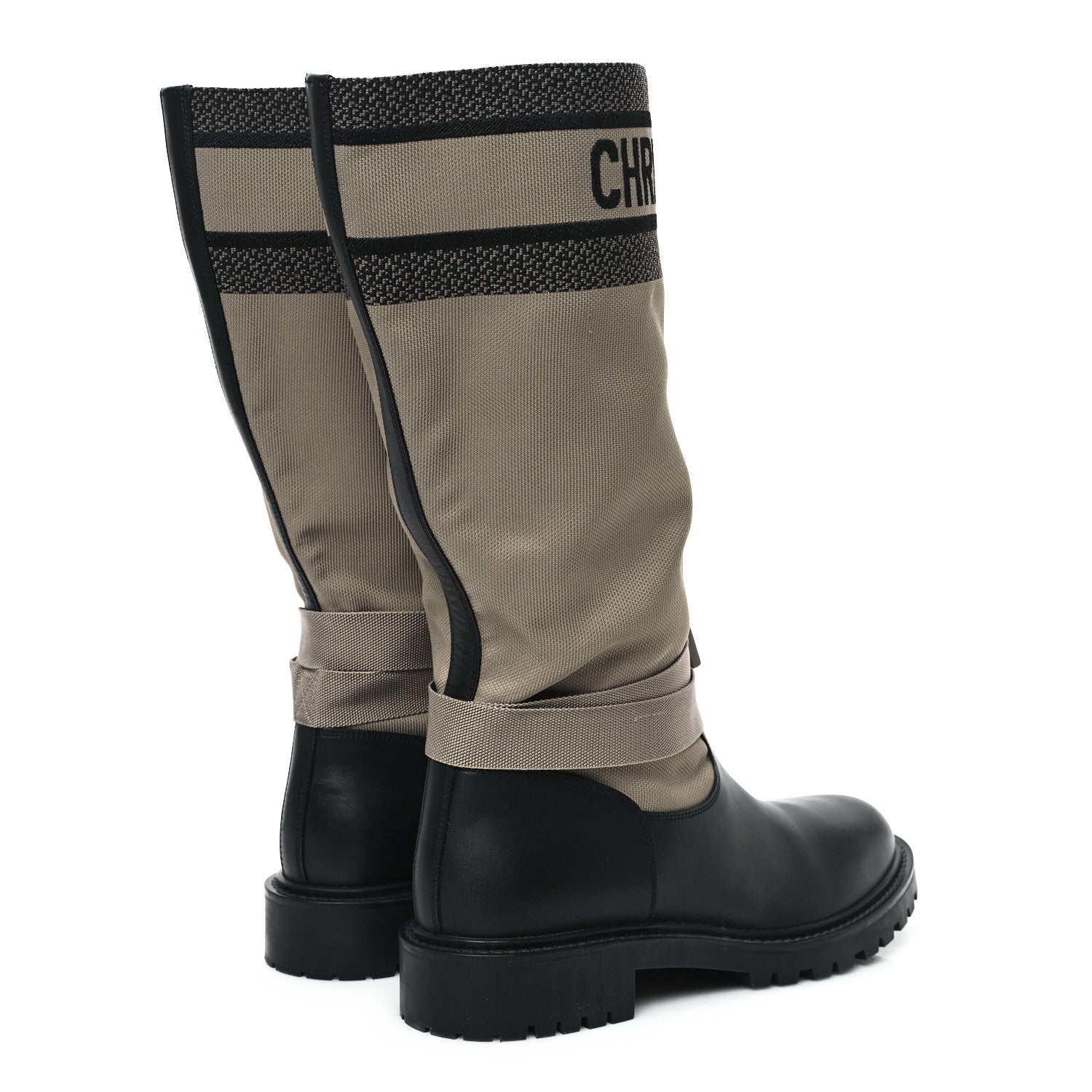 Christian Dior Technical Fabric Calfskin D-Major Boots 40 Taupe Black 4 of 9