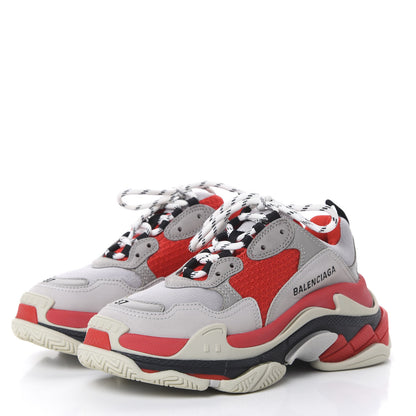 Balenciaga Fabric Mesh Womens Triple S Sneakers 37 Red Grey White 3 of 9