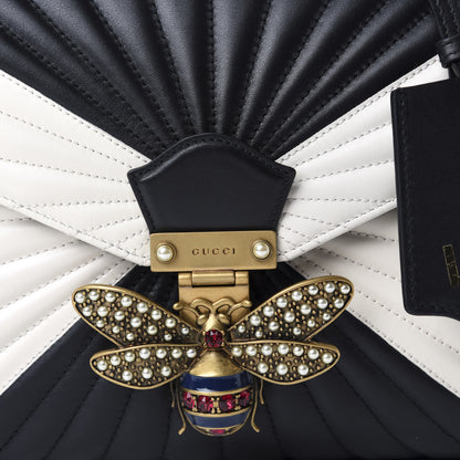 Gucci Calfskin Bamboo Trapuntata Queen Margaret Top Handle Bag Mystic White Black 10 of 10