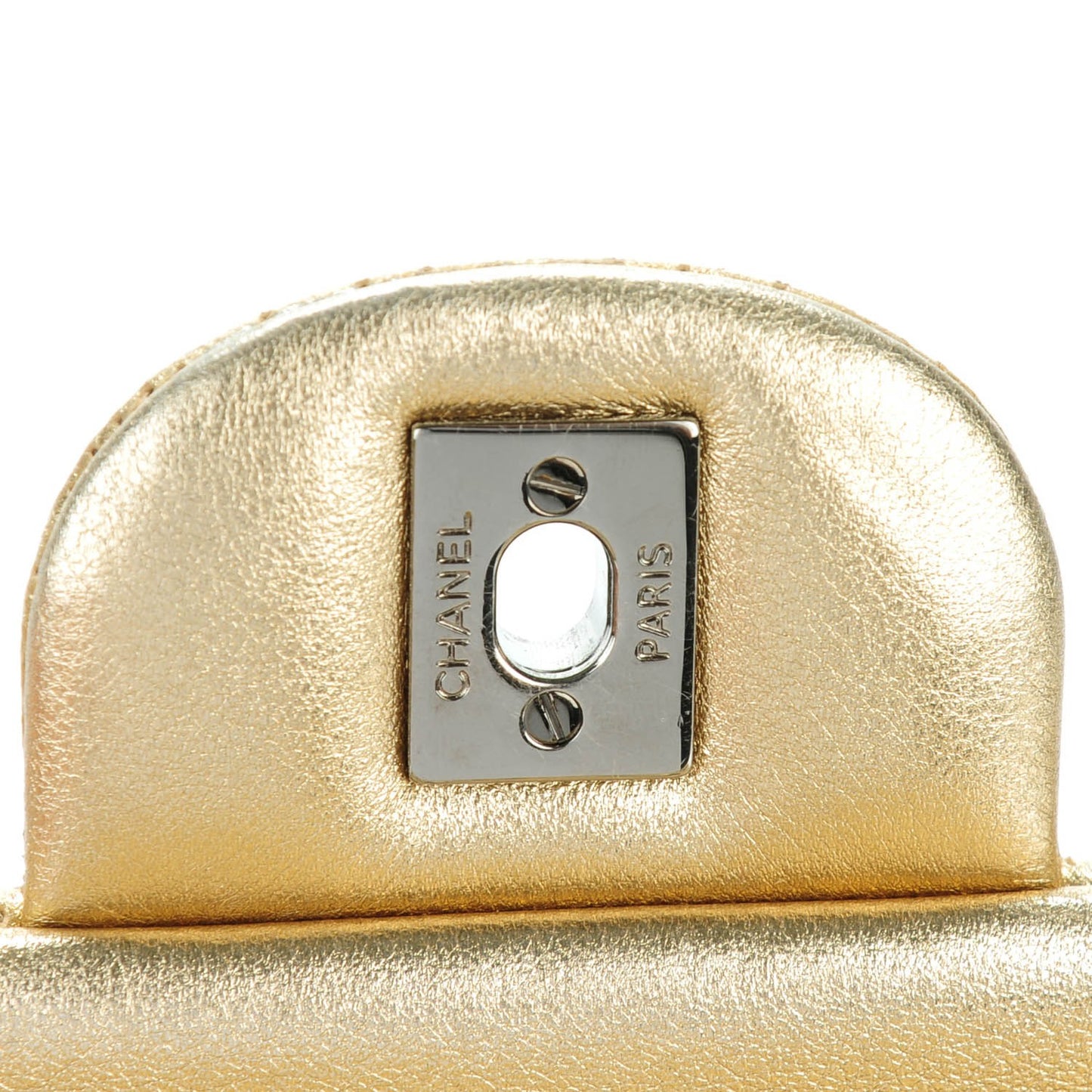 Perforated Metallic Lambskin Jumbo CC Medals Flap Gold