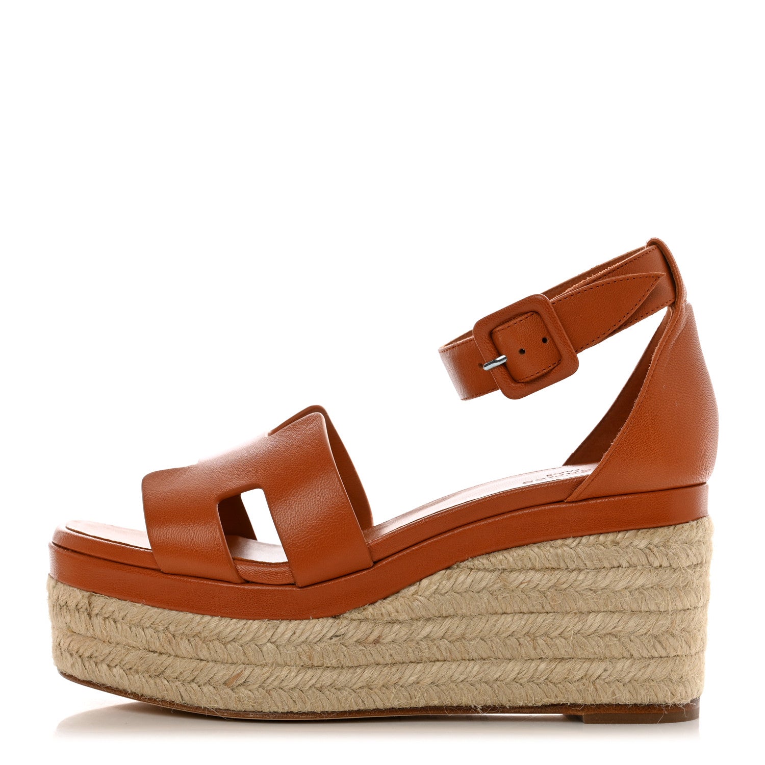 Hermes Goatskin Elda Espadrille Wedge Sandals 35 Natural 1 of 9