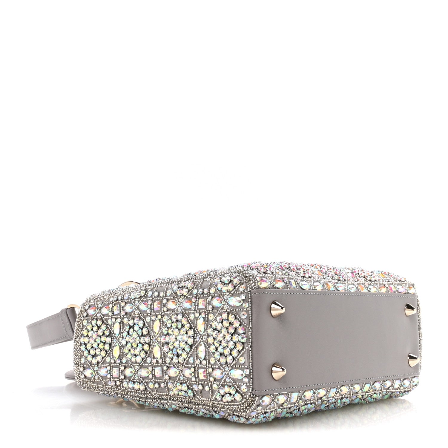 Christian Dior Calfskin Satin Celestial Bead Embroidery Embroidered Small Lady Dior Grey Multicolor 4 of 10