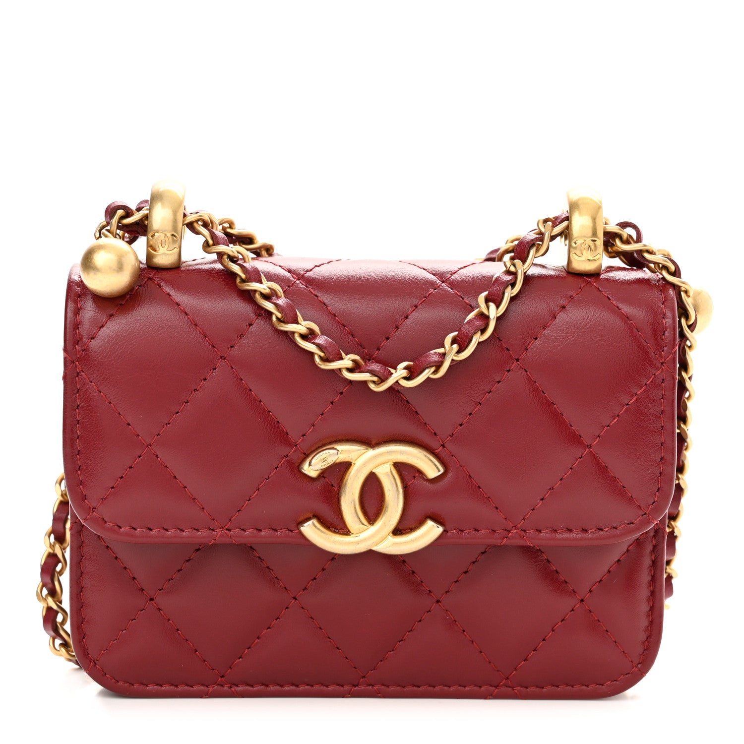 Chanel Calfskin Quilted Perfect Fit Coin Purse With Chain Burgundy 1 of 12