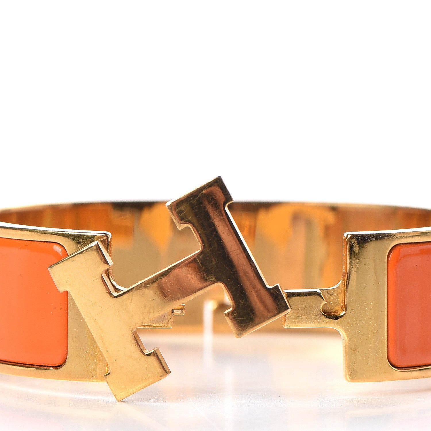 Hermes Enamel Wide Clic Clac H Bracelet GM Orange 5 of 6