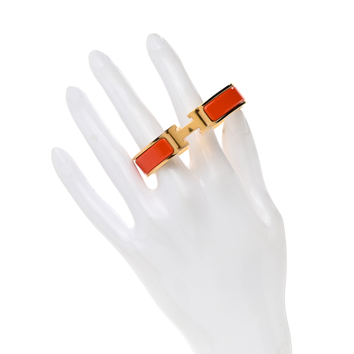 Hermes Enamel Narrow Clic Clac H Bracelet PM Orange 2 of 4