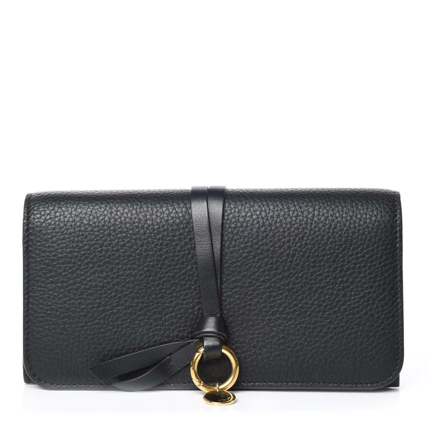 Calfskin Alphabet Long Wallet Black