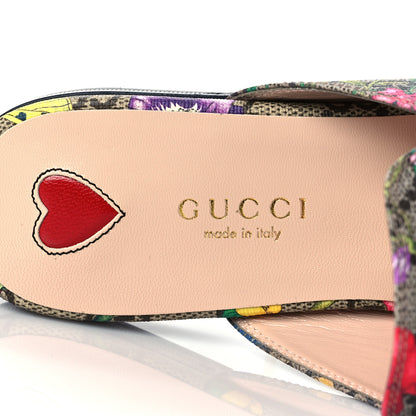 Gucci GG Supreme Monogram Flora Womens Princetown Slippers 36.5 Beige Ebony Multicolor Rosso 7 of 9