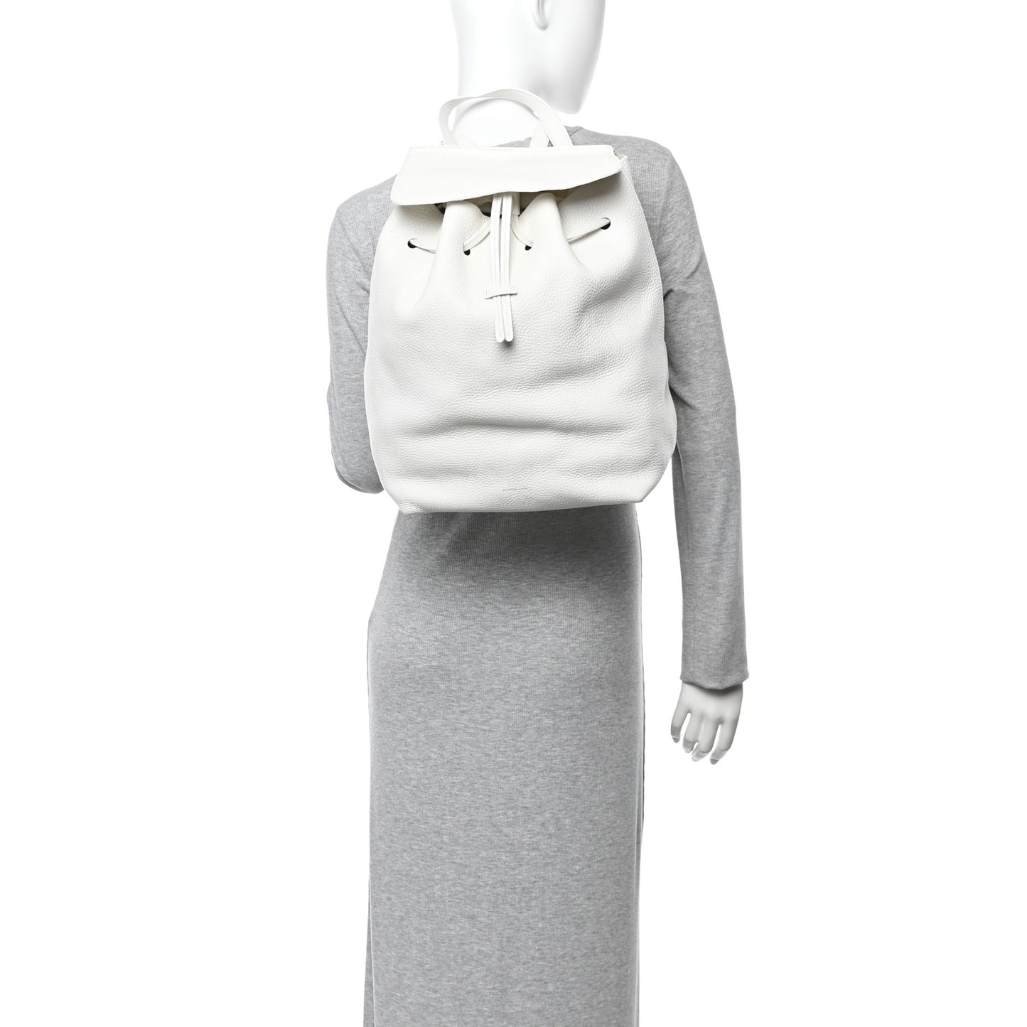 Tumbled Calfskin Backpack Bag White