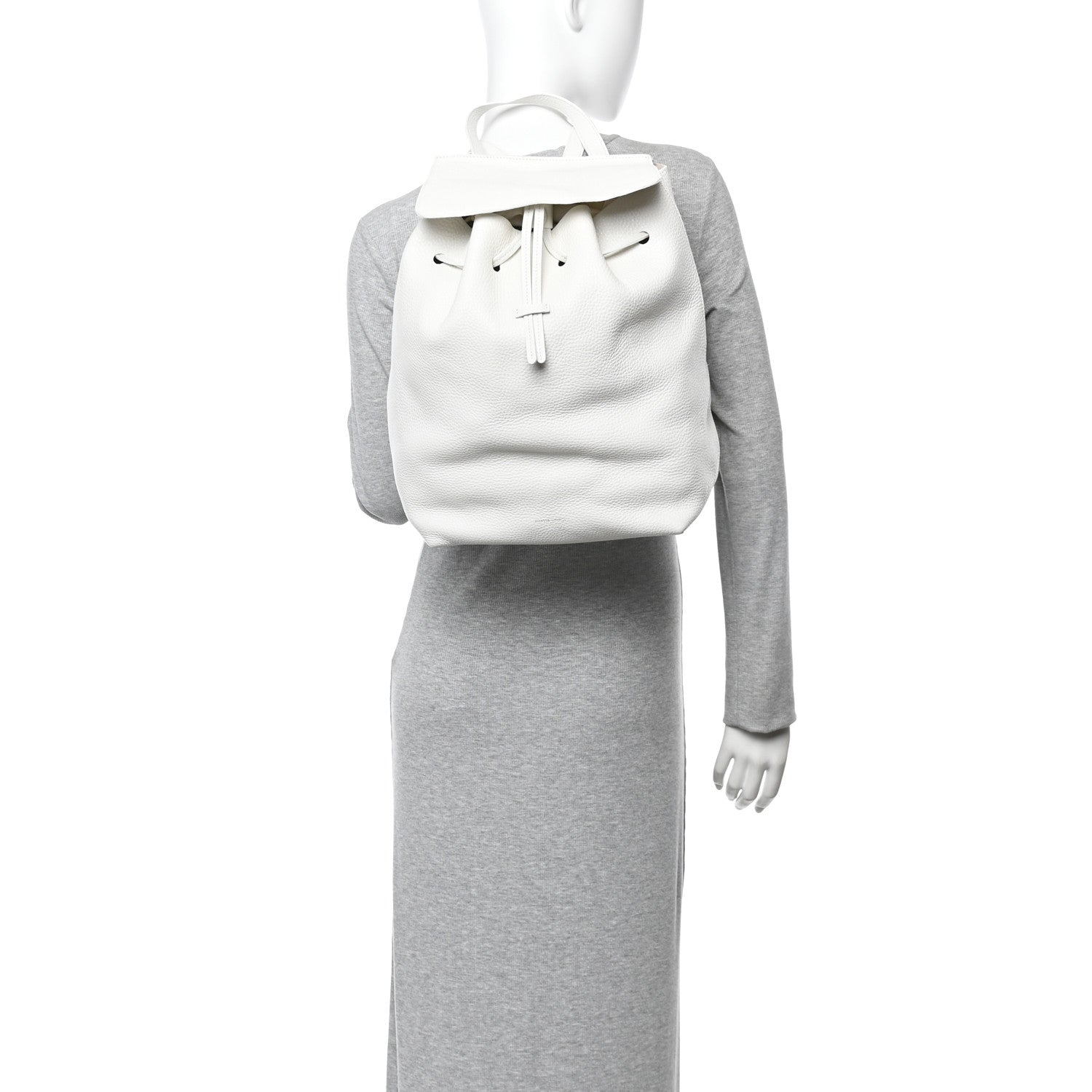 Mansur Gavriel Tumbled Calfskin Backpack Bag White 2 of 10