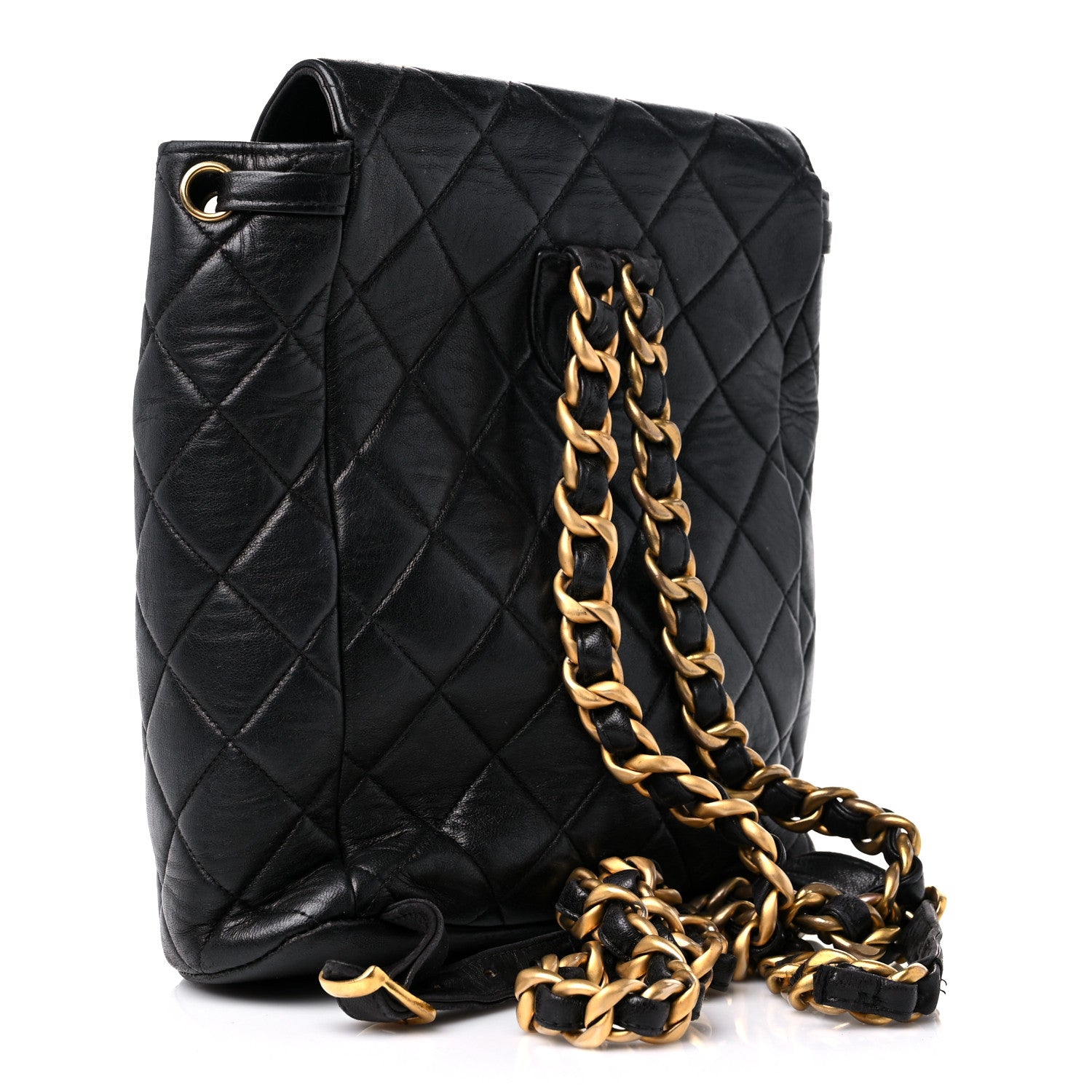 Chanel Lambskin Quilted Drawstring Backpack Black 3 of 16